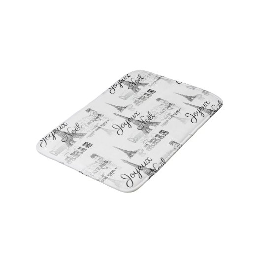 Paris Joyeux Noel Kerstmis B&W Bathmat Badmat (Gekanteld)