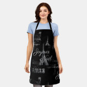 Paris Joyeux Noel Kerstmis Black Apron Schort (Gedragen)