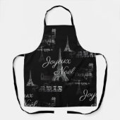 Paris Joyeux Noel Kerstmis Black Apron Schort (Voorkant)