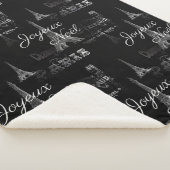 Paris Joyeux Noel Kerstmis Black Sherpa Blanket Deken (3/4)