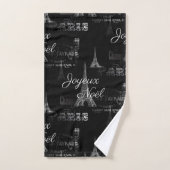 Paris Joyeux Noel Kerstmis Black Towel Set Bad Handdoek (Handdoek)