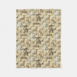 Paris Joyeux Noel Kerstmis  Fleece Blanket Deken