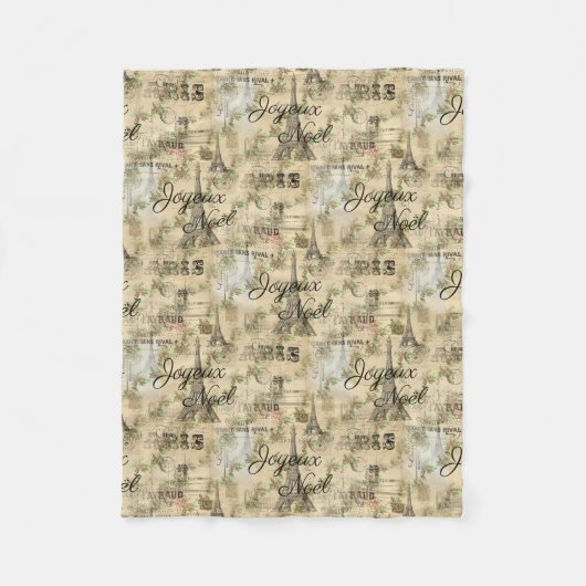 Paris Joyeux Noel Kerstmis Fleece Blanket Deken (Voorkant)