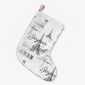 Paris Joyeux Noel Kerstmis stoppen Kleine Kerstsok (Voorkant (Hangend))