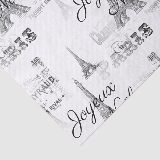 Paris Joyeux Noel kerstpapier B&W Tissuepapier (Detail)