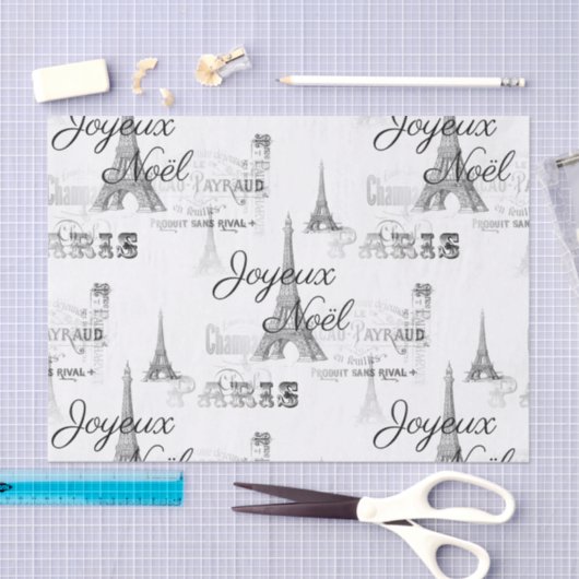 Paris Joyeux Noel kerstpapier B&W Tissuepapier (Craft)