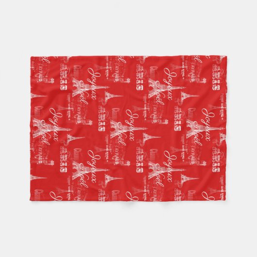 Paris Joyeux Noel Kerstrode kersttas Fleece Deken (Voorkant (Horizontaal))