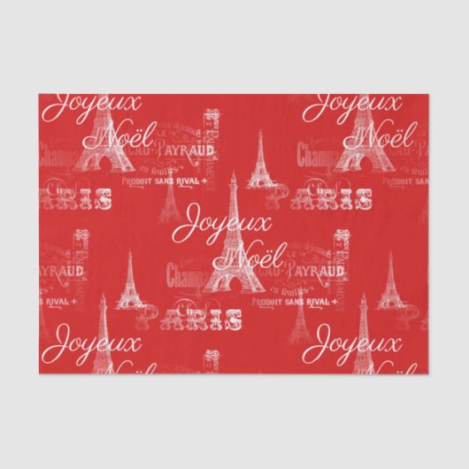 Paris Joyeux Noel Kerstrood Weefpapier Tissuepapier (Voorkant)