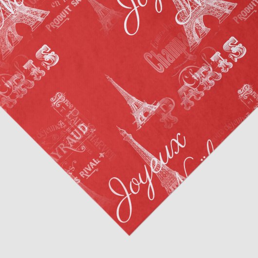 Paris Joyeux Noel Kerstrood Weefpapier Tissuepapier (Detail)