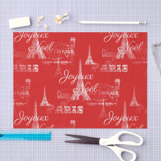 Paris Joyeux Noel Kerstrood Weefpapier Tissuepapier (Craft)