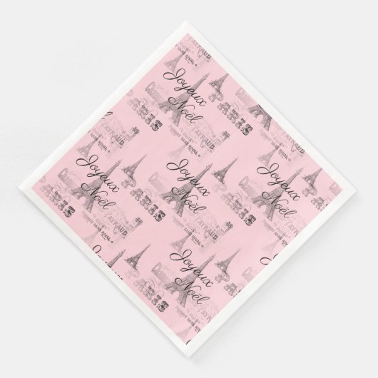 Paris Joyeux Noel Roze Kerst Papier Servetten (Hoek)
