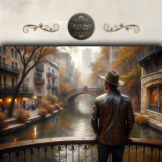 Paris Kanaal Herfst Reflectie Decoupage Tissuepapier