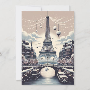 Paris Kerstkaart – Eiffel Toren Winter Vakantie