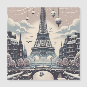 Paris Kerstposter – Eiffel Toren Besneeuwde Winter