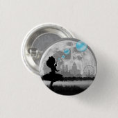 PARIS Klein Meisje dat Blauwe Bubbel Kunst Knop ma Ronde Button 3,2 Cm (Voorkant /achterkant)