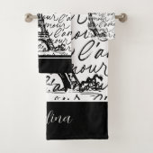Paris L’Amore Black and White Eiffel - Romantic Bad Handdoek (Insitu)