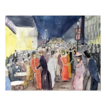 PARIS, LA BELLE EPOQUE, WATERVERF CITYSCAPE