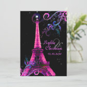 Paris La Nuit, eiffeltoren trouwkaarten Kaart (Staand voorkant)