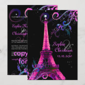 Paris La Nuit, eiffeltoren trouwkaarten Kaart (Voorkant / Achterkant)
