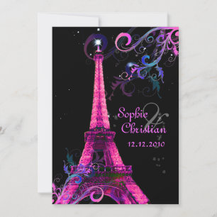 Paris La Nuit, eiffeltoren trouwkaarten Kaart