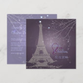 Paris La Nuit, huwelijksuitnodigingen voor eiffelt Kaart (Voorkant / Achterkant)