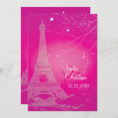 Paris La Nuit, huwelijksuitnodigingen voor eiffelt Kaart (Voorkant / Achterkant)