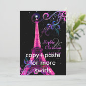 Paris La Nuit, huwelijksuitnodigingen voor eiffelt Kaart (Staand voorkant)