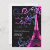 Paris La Nuit, huwelijksuitnodigingen voor eiffelt Kaart (Achterkant)