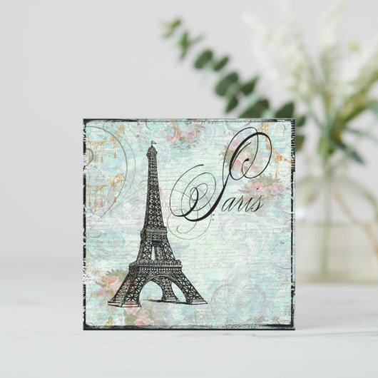 Paris La Tour Eiffel Eiffel Tower Uitnodiging (Staand voorkant)