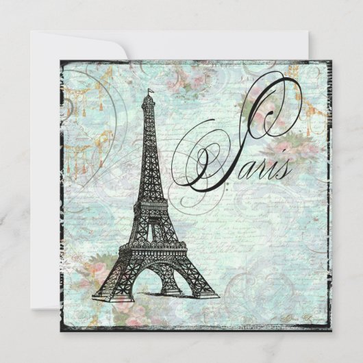 Paris La Tour Eiffel Eiffel Tower Uitnodiging (Voorkant)