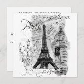 Paris La Tour Eiffel Eiffel Tower Uitnodiging (Voorkant / Achterkant)