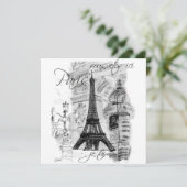 Paris La Tour Eiffel Eiffel Tower Uitnodiging (Staand voorkant)