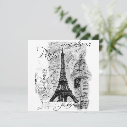 Paris La Tour Eiffel Eiffel Tower Uitnodiging (Staand voorkant)