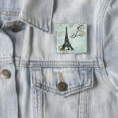 Paris La Tour Eiffel French Design Vierkante Button 5,1 Cm (In situ)