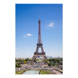 Paris La Tour Eiffel op foto van heldere blauwe he Afdruk