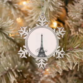 Paris – La Tour Eiffel pastel Eiffelturm Tin Sneeuwvlok Ornament
