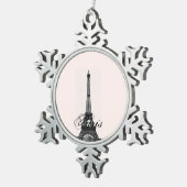 Paris – La Tour Eiffel pastel Eiffelturm Tin Sneeuwvlok Ornament (Rechts)