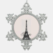 Paris – La Tour Eiffel pastel Eiffelturm Tin Sneeuwvlok Ornament (Voorkant)
