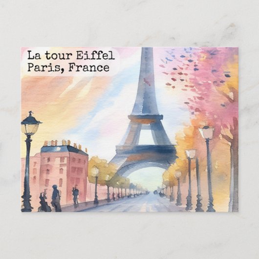 Paris La tour Eiffel Waterverf Briefkaart (Voorkant)