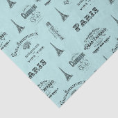 Paris Label Collage Aqua Tissue Paper Tissuepapier (Detail)