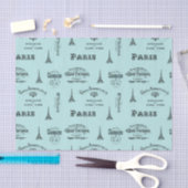 Paris Label Collage Aqua Tissue Paper Tissuepapier (Craft)