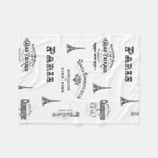 Paris Label Collage Fleece Blanket (Voorkant (Horizontaal))