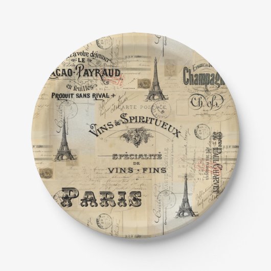 Paris Label Collage French Briefkaarten Paper Bord (Voorkant)