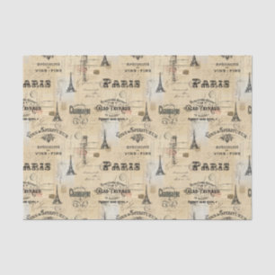 Paris Label Collage French Briefkaarten Weefselpap Tissuepapier