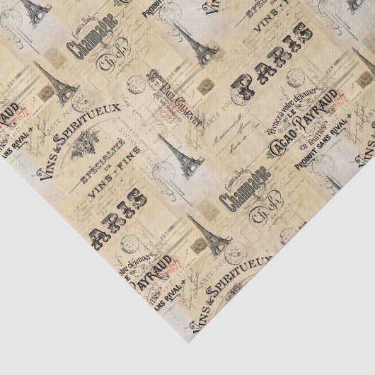 Paris Label Collage French Briefkaarten Weefselpap Tissuepapier (Detail)