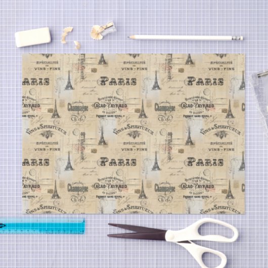 Paris Label Collage French Briefkaarten Weefselpap Tissuepapier (Craft)