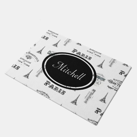 Paris Label Collage French Personalized Doormat Deurmat (Schuin)