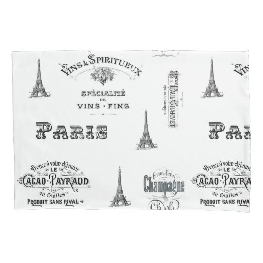 Paris Label Collage Pillow Hoesje Kussensloop (Voorkant)