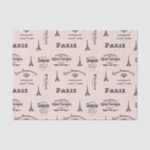 Paris Label Collage Pink-weefselpapier Tissuepapier