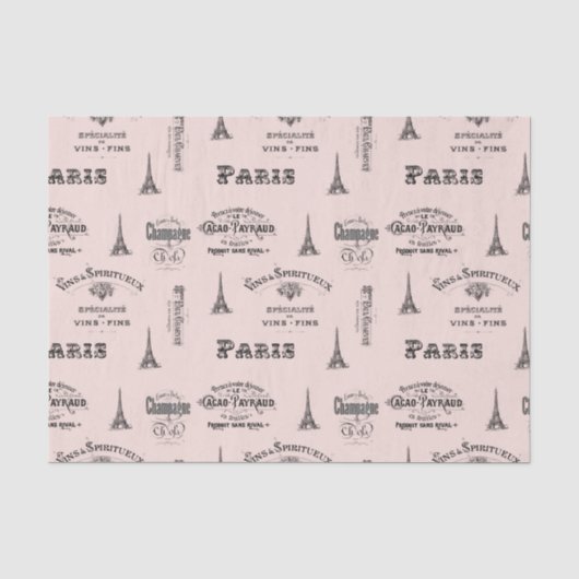 Paris Label Collage Pink-weefselpapier Tissuepapier (Voorkant)